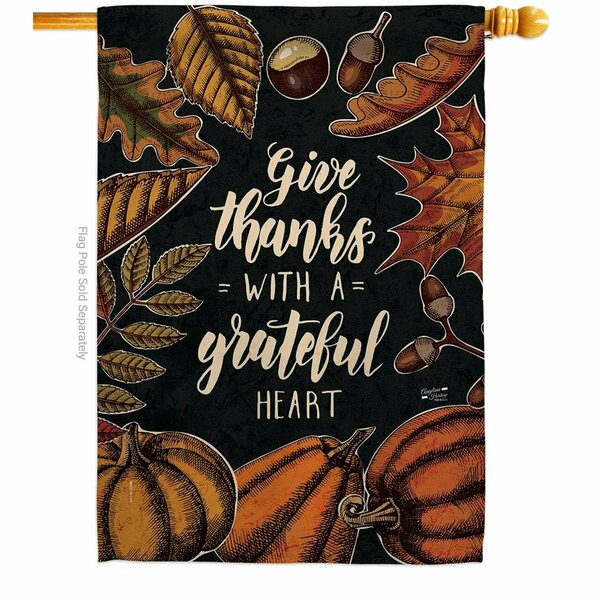 Patio Trasero 28 x 40 in. Grateful Heart House Flag with Fall Thanksgiving Double-Sided Vertical Flags  Banner PA3870256